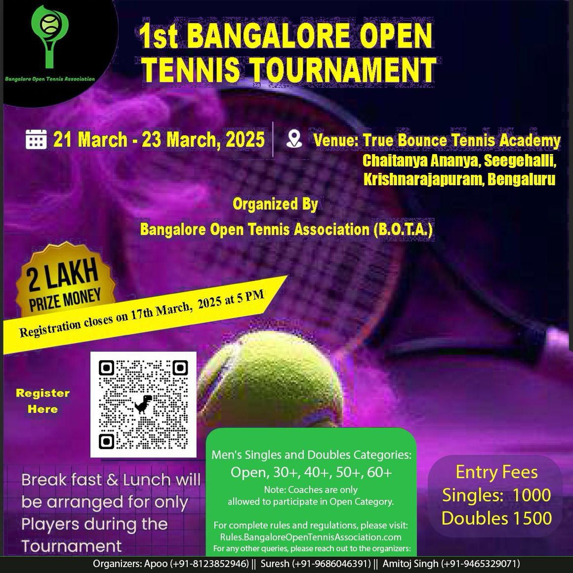  1st Bangalore Open Tennis Tournament 