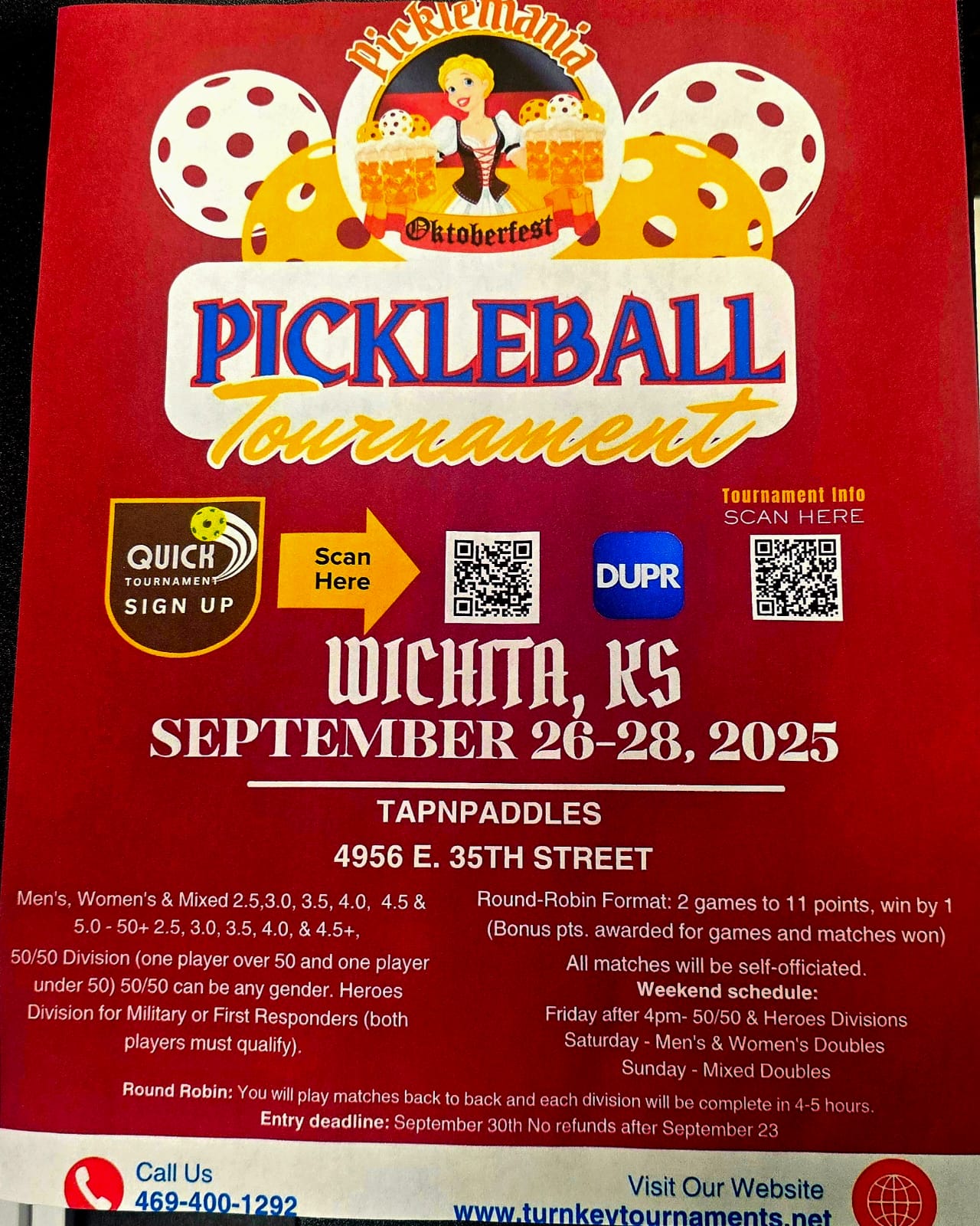 Picklemania Oktoberfest, Wichita KS – Pickleball Tournament