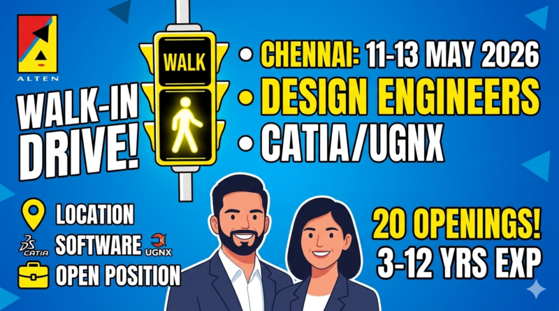 URGENT Walk-In: ALTEN India Hiring Senior / Lead Design Engineers | 3-12 Yrs Exp | Chennai (Ends May 13)