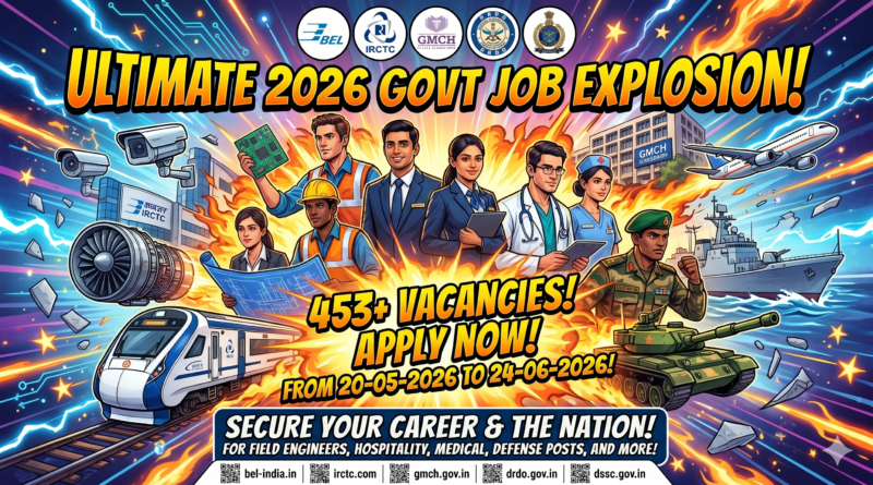 Mega Govt & Defense Job Roundup: 450 Vacancies (BEL DRDO IRCTC & DSSC) | Apply Now!