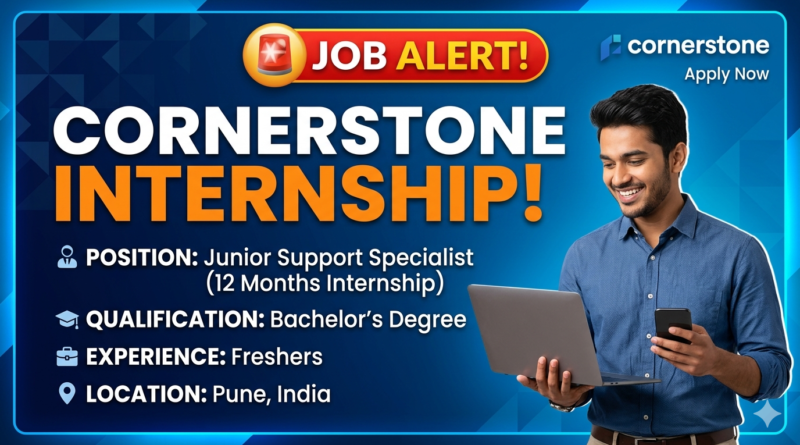 Cornerstone Hiring: Junior Support Specialist (12-Month Internship) | Freshers | Pune