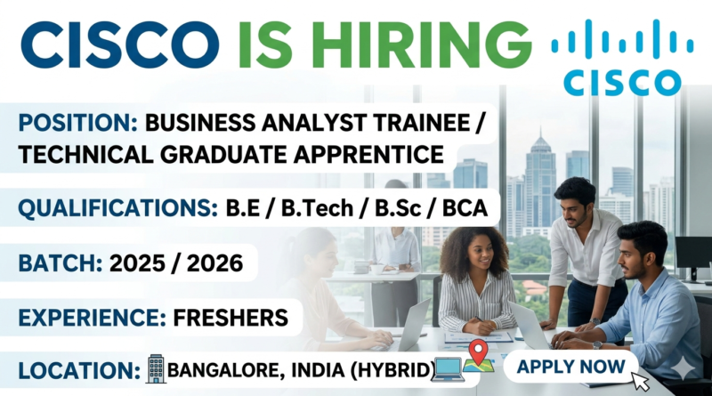 Cisco Hiring 2026: Business Analyst Trainee / Apprentice | 2025 & 2026 Batch | Bangalore (Hybrid)