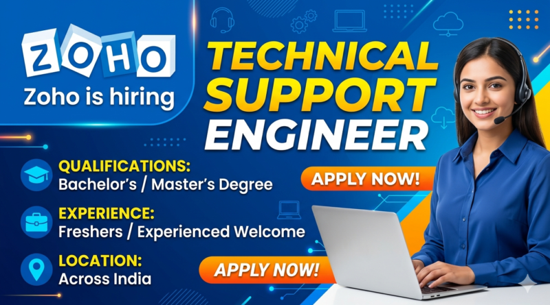 Zoho Mega Hiring: Technical Support Engineer | Freshers & Experienced | PAN India