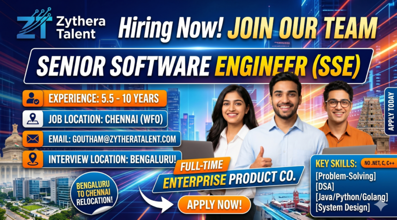 Enterprise Software Mega Hiring 2026: Senior Software Engineer | 5.5–10 Yrs | Java/Python/Golang | Chennai