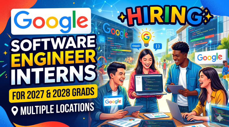 Google Mega Hiring 2026: Software Engineering Intern | 2027 & 2028 Grads | Multiple Locations