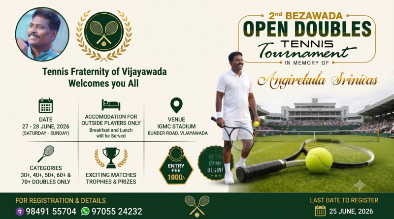 2nd Bezawada Open Doubles Tennis Tournament 2026: Register Now | Over ₹1000 Entry | Vijayawada