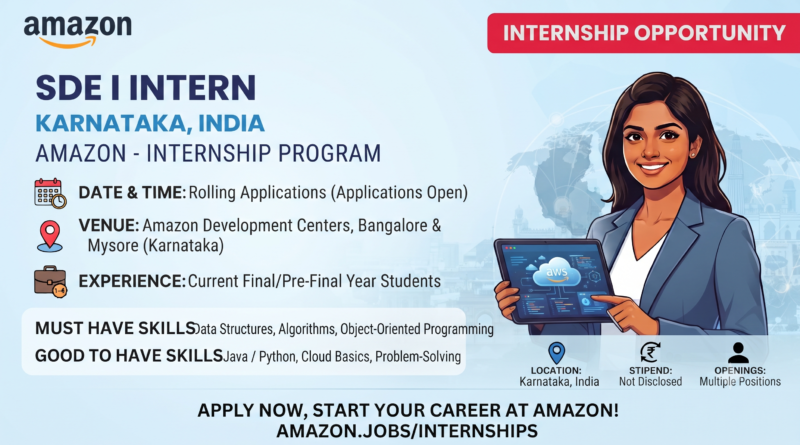 Amazon Recruitment 2027: SDE I Intern (6 Months) | Karnataka & Across India