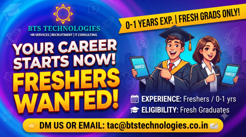 BTS Technologies Recruitment 2026: Massive Hiring Drive for Fresh Graduates (0-1 Years Experience)