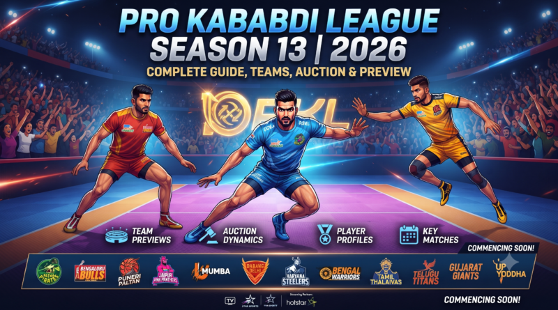 Pro Kabaddi League Season 13 2026 — Complete Guide, Teams, Auction and Preview