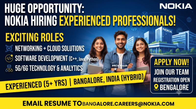 Nokia Recruitment 2026: Software Development Engineer | Bangalore (Hybrid)